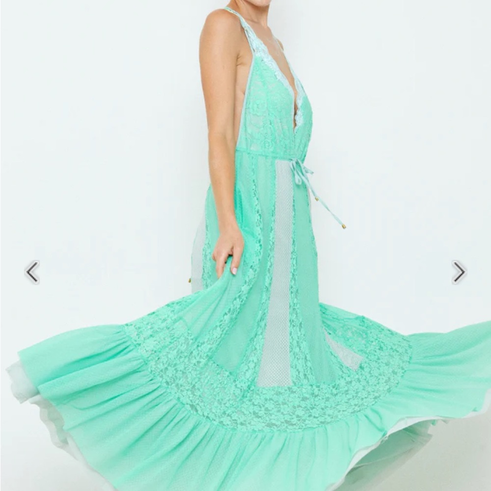 Free People/ We are HAH Mint Lace I’ll Take U You Farrer Dress M/L. - Picture 5 of 9